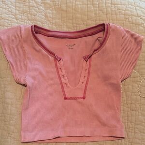 Urban Outfitters Pink Ribbed Crop Top
